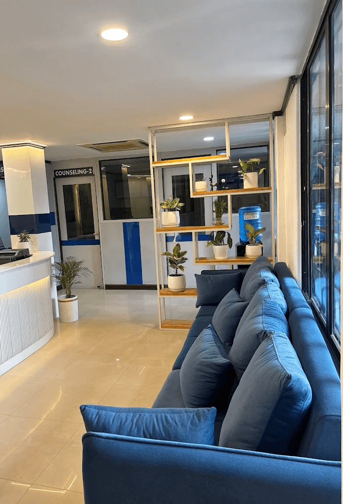 Waiting sofa and counselling rooms at Global Opportunities